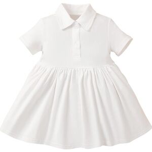 Baby Toddler Girls Summer Dress Polo Collar Short Long Sleeve Smocked Dress